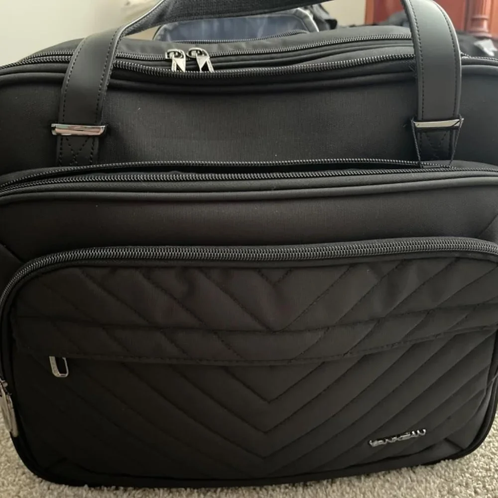Women's Black Water Repellent Rolling Laptop Bag 15.6 inch